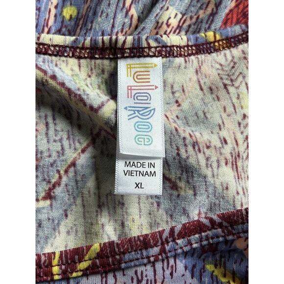 Lularoe Long Sleeve Tunic Shirt XL Stretchy Multicolor Geometric Preloved - Picture 5 of 7